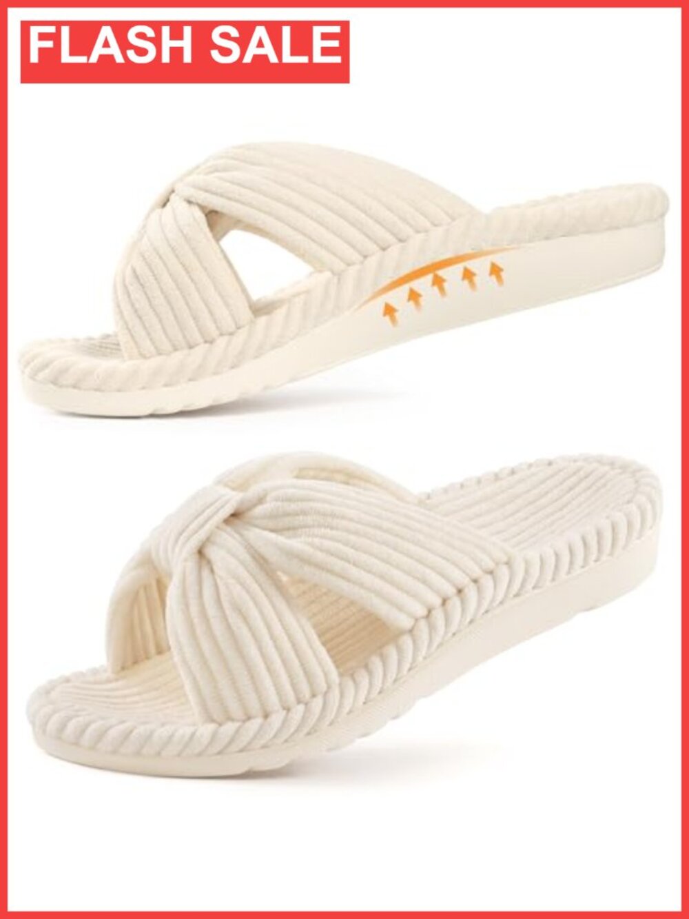 Women's Orthopedic Arch Support Slippers Memory Foam Open Toe Corduroy